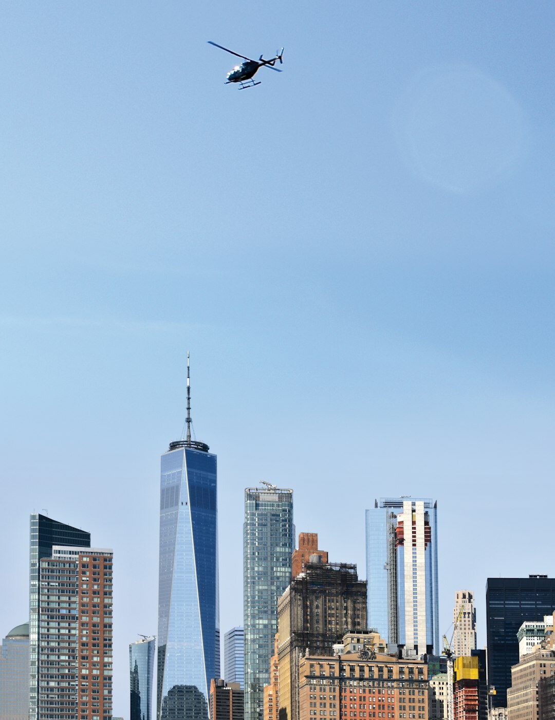 drone flying over city
