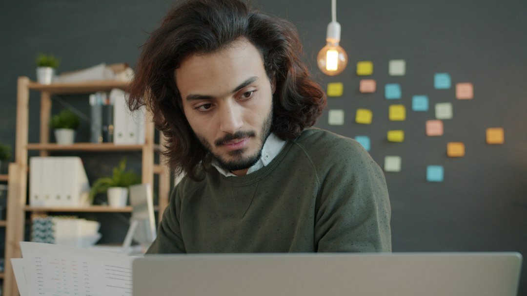 researcher analyzing data