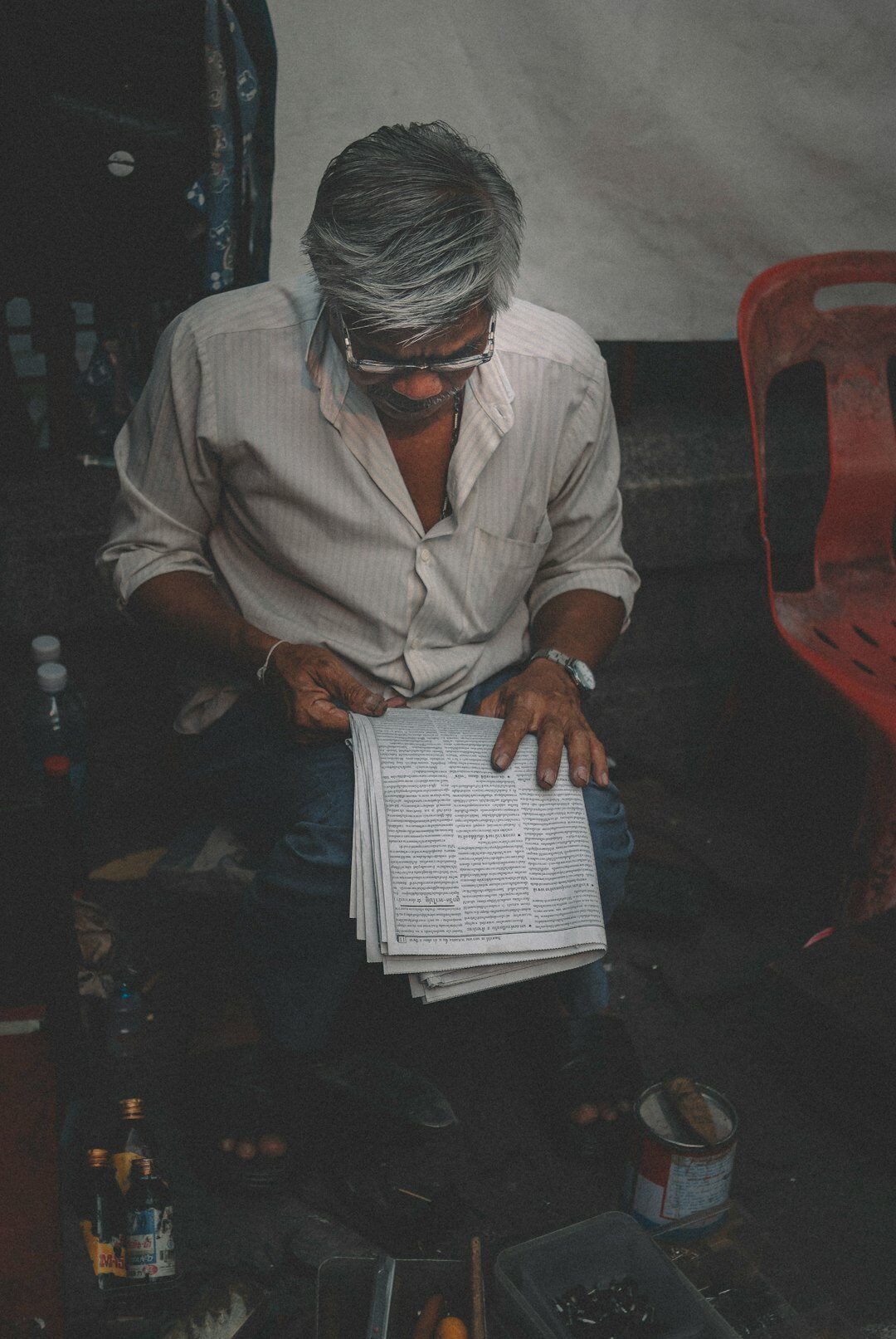 investigator examining documents