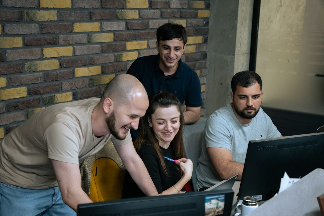 team reviewing files