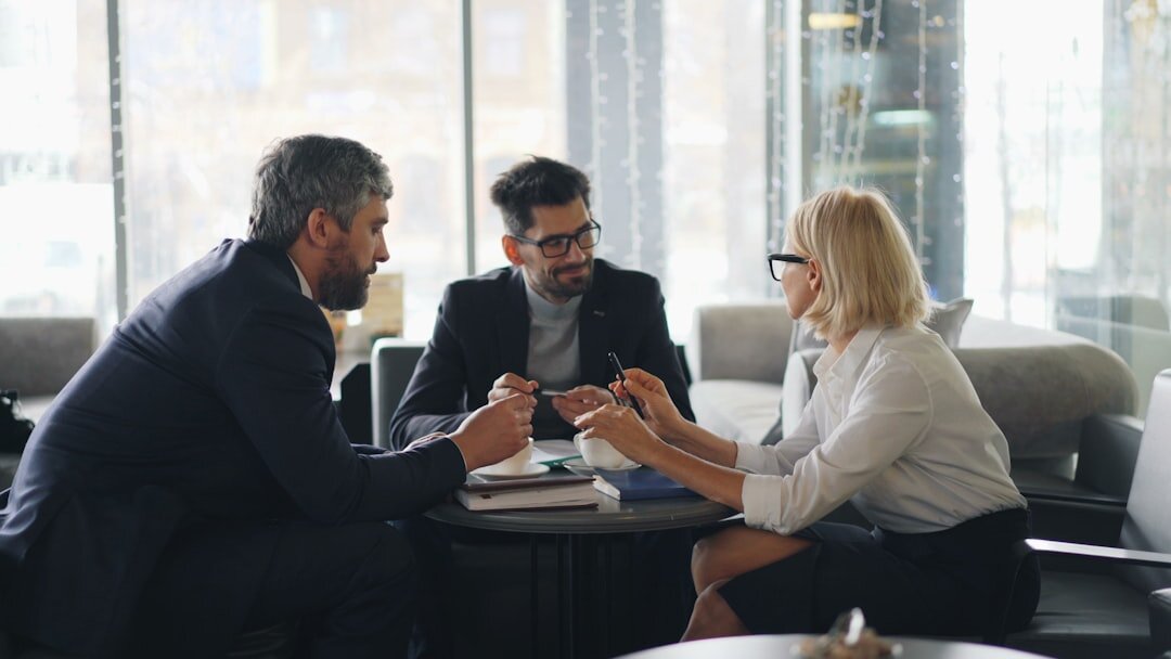 team discussing case in meeting