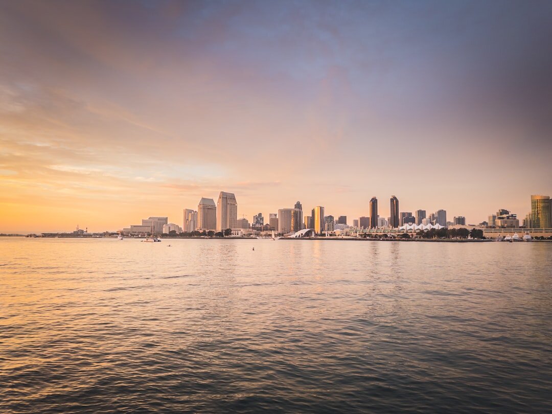 sunrise over city skyline